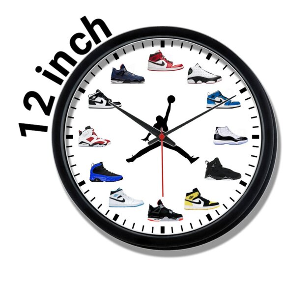 12 INCH Air Jordan Shoes WALL clock NEW nike black clock - Picture 1 of 3